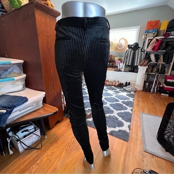 ASOS Ribbed black Velvet Skinny Pants - Picture 3 of 8